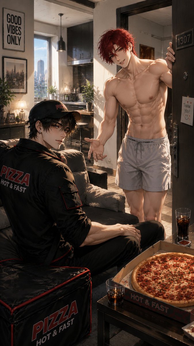 ferorogunso's tweet photo. Pizza time
#AIイラスト #AIart️️️️️️️️️️️️️️️️️️️️️️️️️️️️️️️️️️️️️️️️️️️️️️️️️️️ #yaoi #nsfwㅤㅤ #bl https://t.co/cdzjohjBDs