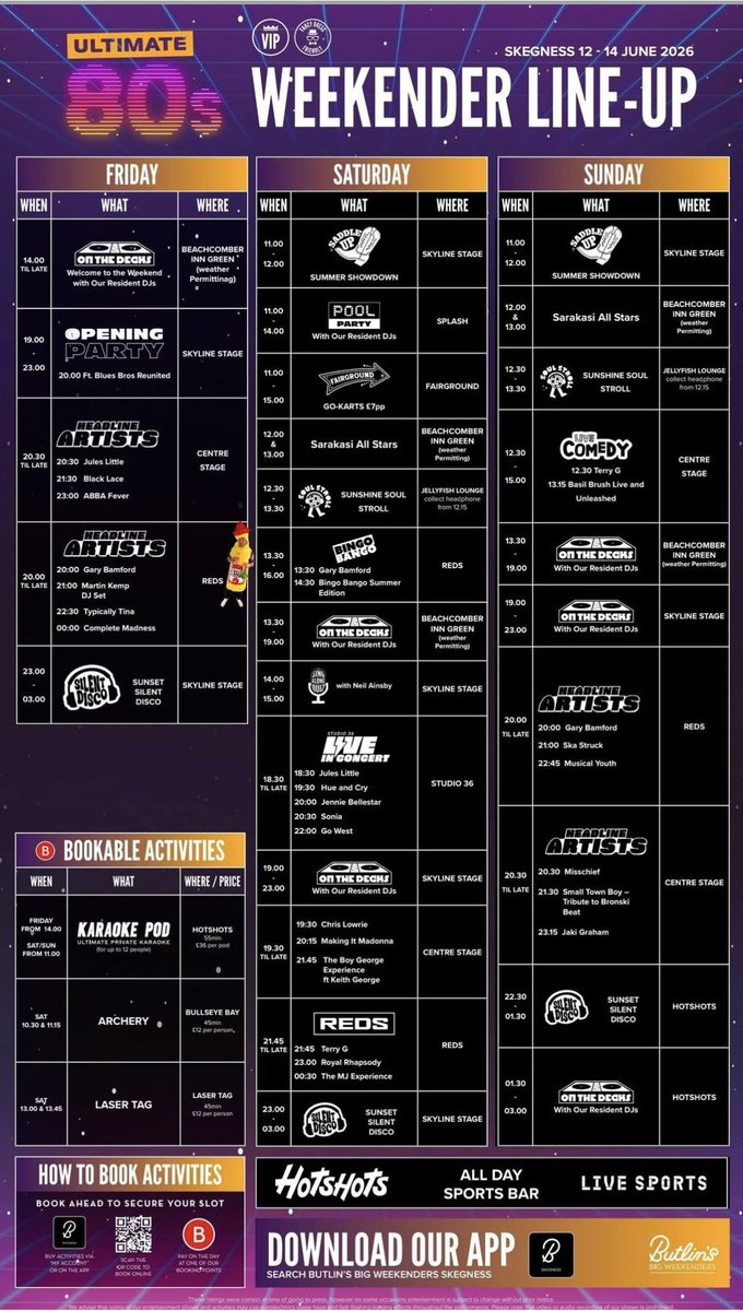 MadnessComplete's tweet photo. We are again playing #BUTLINS #Skegness #80s Weekender this Friday at Midnight in ‘Reds’ 🕺 we are on after Martin Kemp and Typically Tina! 

Fantastic line-up too 😎 
💥 𝙎𝙋𝙍𝙀𝘼𝘿 𝙏𝙃𝙀 𝙒𝙊𝙍𝘿 💥

#CompleteMadness @BigWeekenders #ButlinsBigWeekenders #Madness #SkegVegas https://t.co/Pz0ABJZziM