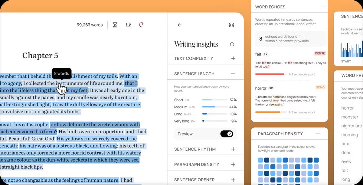 Writing Insights 📝🤔 See insights into your writing process and spot ...