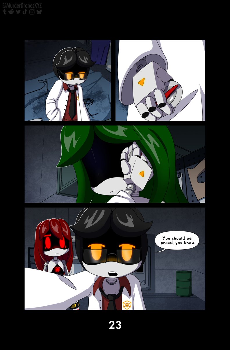 MurderDronesXYZ's tweet photo. Pg. 23

#murderdrones #glitchproductions #webcomic #mdtwt #murdedrones #MurderDronesXYZ https://t.co/gQxSBliBkO