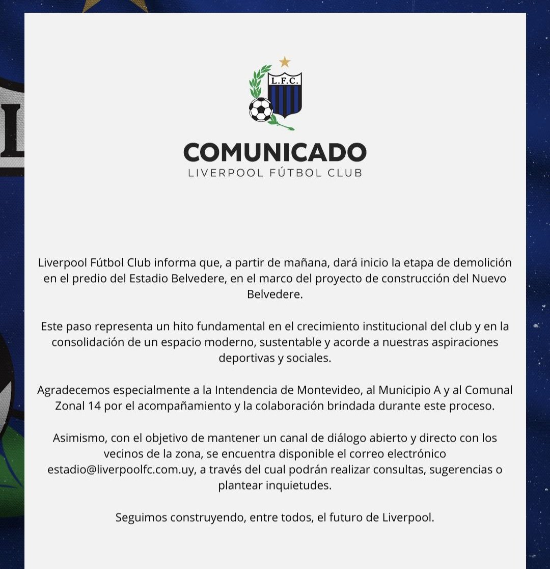 BachsMartin's tweet photo. 🟦⬛️ #LIVERPOOL ANUNCIÓ COMIENZA LA #DEMOLICIÓN DE BELVEDERE PARA EMPEZAR LA CONSTRUCCIÓN DEL NUEVO ESTADIO
@LiverpoolFC1915 https://t.co/P7UY71AA55