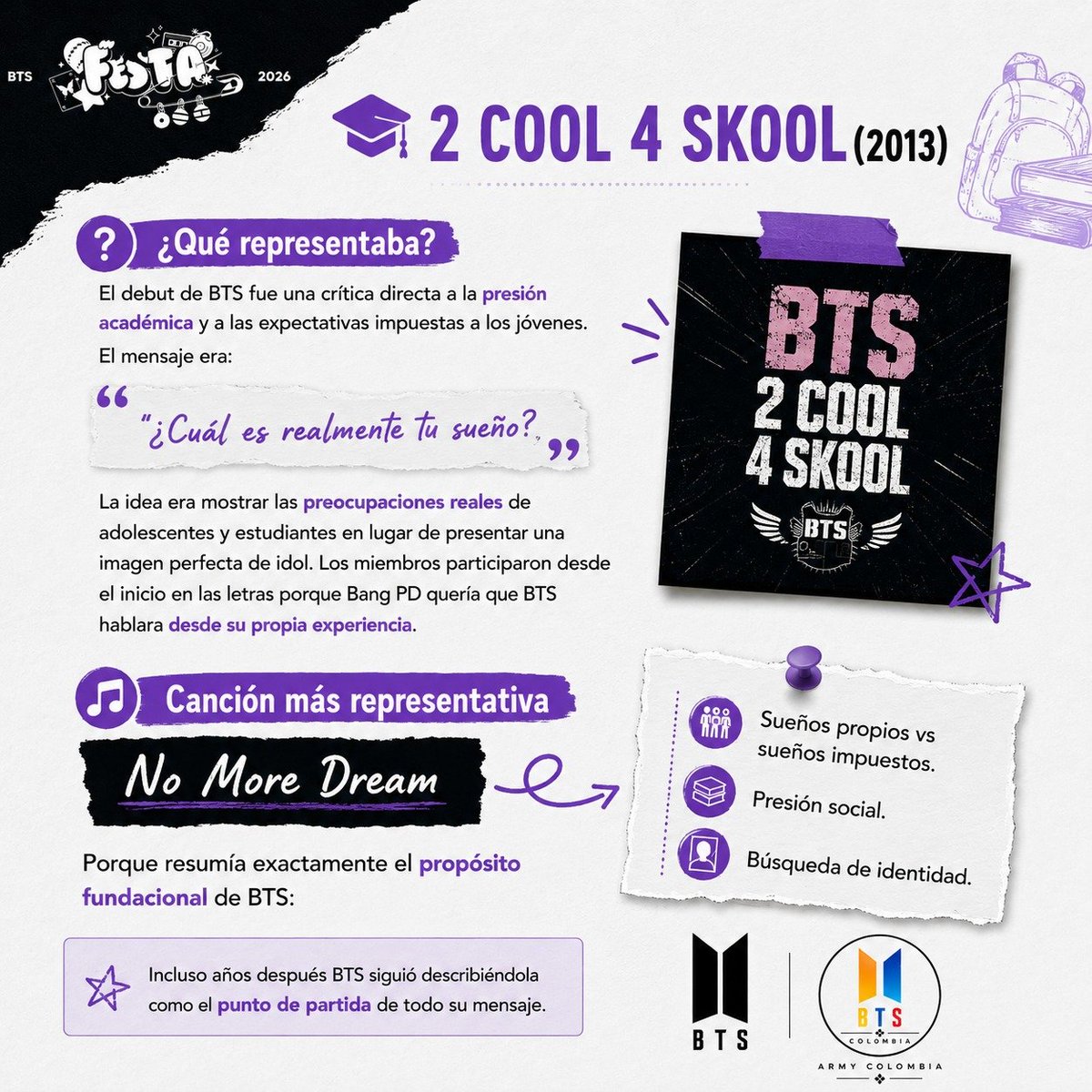 BTS_Colombia's tweet photo. 2 Cool 4 Skool (2013)
BTS debutó con energía, pasión y un mensaje claro: la juventud tiene voz y merece ser escuchada. Desde el primer beat, mostraron que no venían solo a entretener, sino a conectar.

https://t.co/w7JDbziWuL https://t.co/ENgJBrbB0J