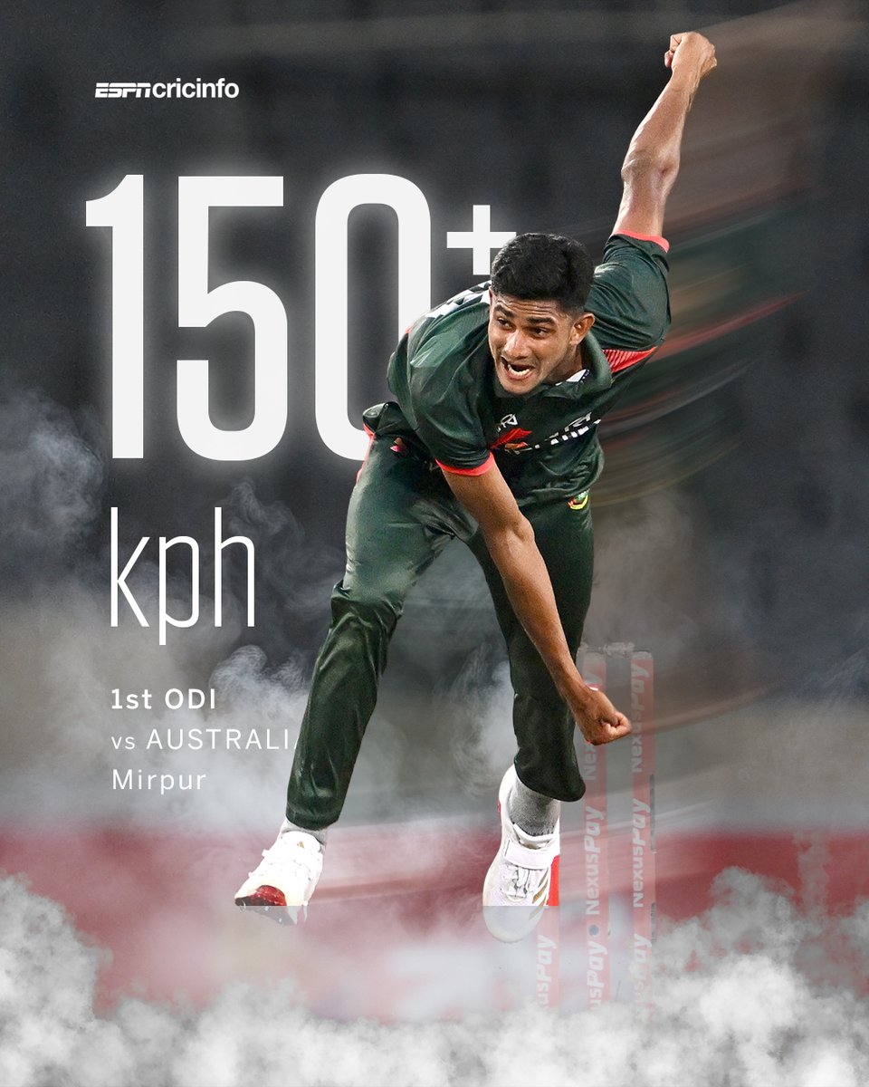 ESPNcricinfo's tweet photo. There was some serious pace from Nahid Rana against Australia ⚡ https://t.co/8DFGJAKOXr