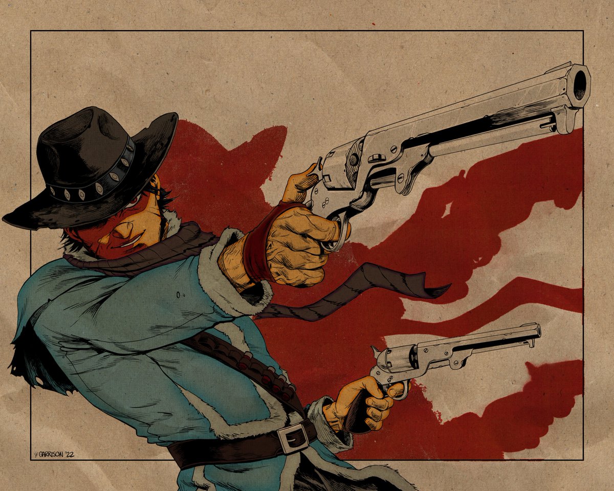 ColoursbyIQ's tweet photo. So I had this sitting half finished for *checks notes* TWO YEARS! And I kind of got sidetracked with commissions and forgot but I found it last night and finished it. Red Dead Revolver by @DecomposedTaco https://t.co/ckZq3GOhPE