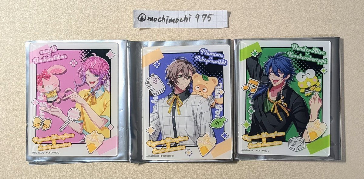 mochimochi975's tweet photo. 【交換・譲渡】ヒプマイ  SANRIO NAKAYOKU EDIT サンリオ コラボ
譲：画像
求：カード→定価（+送料）
　　色紙　→💙左馬刻、銃兎または定価（+送料）
ディビ毎の譲渡優先、💙は💙同士のみ交換としています
大阪梅田周辺での手渡し、または郵送
検索からもお気軽にお声がけ下さい https://t.co/bZf4WDIUPP