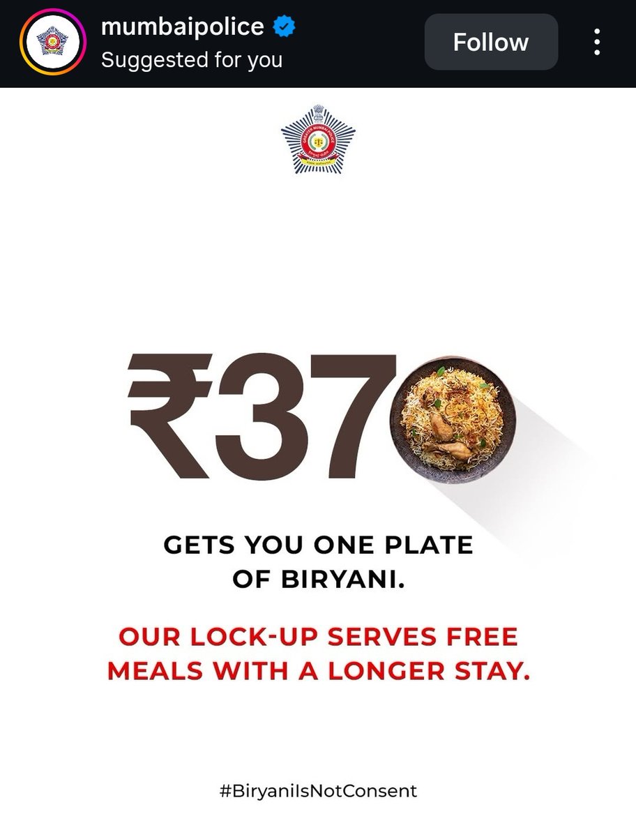 DeepikaBhardwaj's tweet photo. Hey @MumbaiPolice well done on the creative on Biryani. Quite witty

Can you make one with advisory that #MarriageIsNotLoot also please 

Case on right is from Mumbai only https://t.co/Sc88hLkeG4
