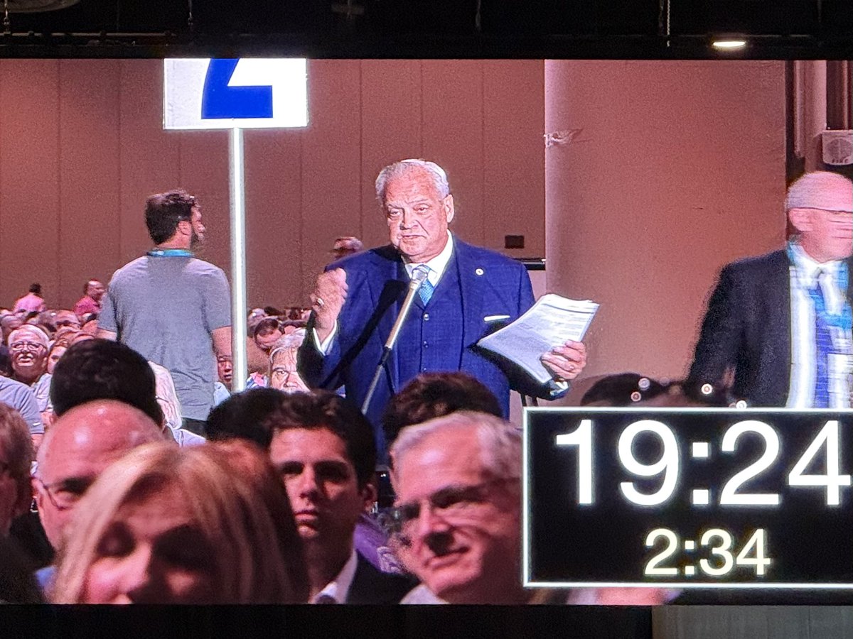 LeeBrewer's tweet photo. @albertmohler proposing a motion to clarify that the office of pastor (shepherd/elder/overseer) is Biblically described as being for men by design if God and his calling. #sbc26  #sbc2026 https://t.co/PNjJ0pOYTI