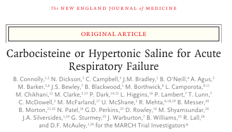 BaiardoMartina's tweet photo. Are you among the majority of ICU clinicians giving mucoactives?

If yes, look at the #MARCHtrial results 

🫁No reduction in duration of mechanical ventilation
⚡️Increase in adverse events

Will these results change your practice?

Very often less is more

@CritCareReviews @NEJM https://t.co/OXVbNh9fl5
