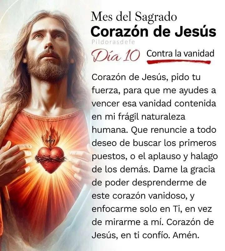 Pildorasdefe's tweet photo. ❤️ Día 10: Junio, mes del Sagrado Corazón
- Contra la vanidad.

Sagrado Corazón de Jesús en Ti confío.

Oración del día 10.