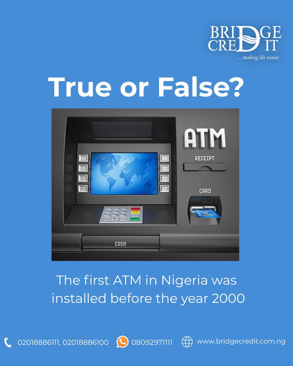 Bridgecredit1's tweet photo. ATMs were around long before most of us actually used them. 
It took until 2006 for electronic banking to really click for everyday Nigerians.

#BridgeCredit https://t.co/8ss1qlPV1O