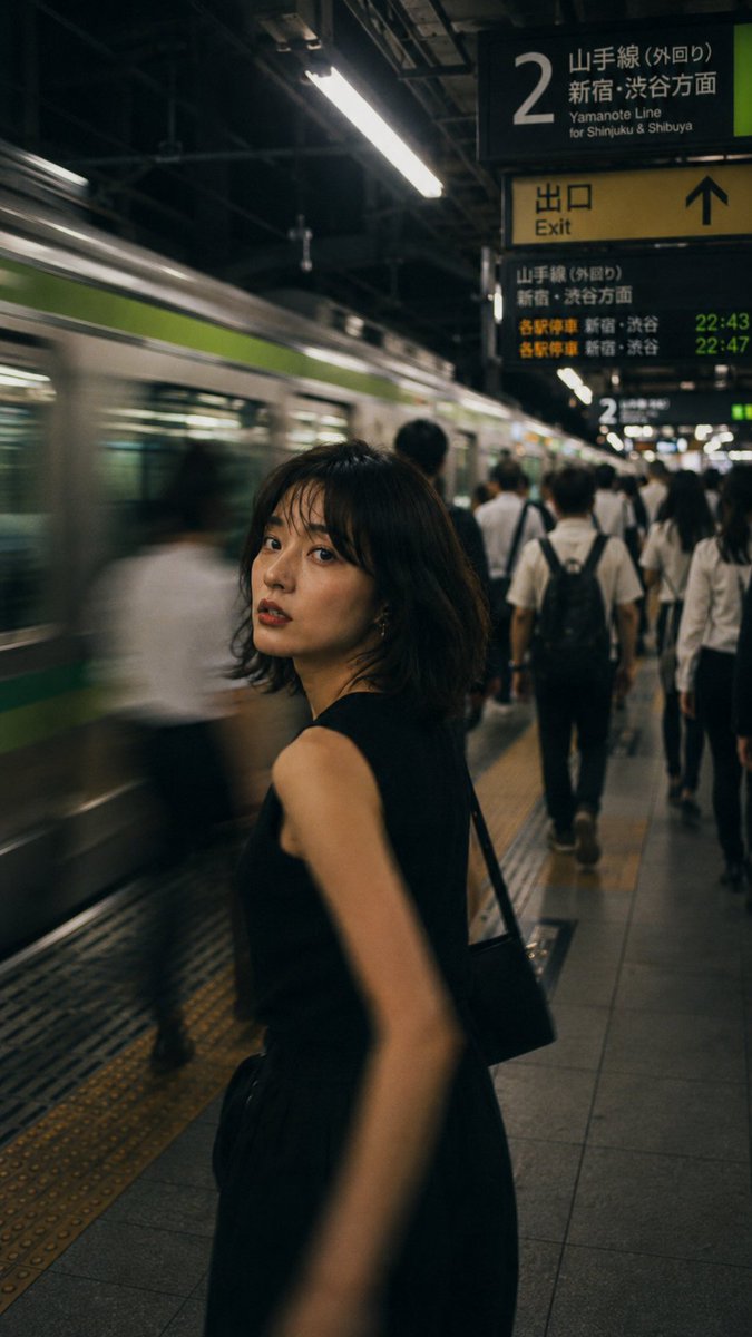 Japanese Night Station Snap Portrait