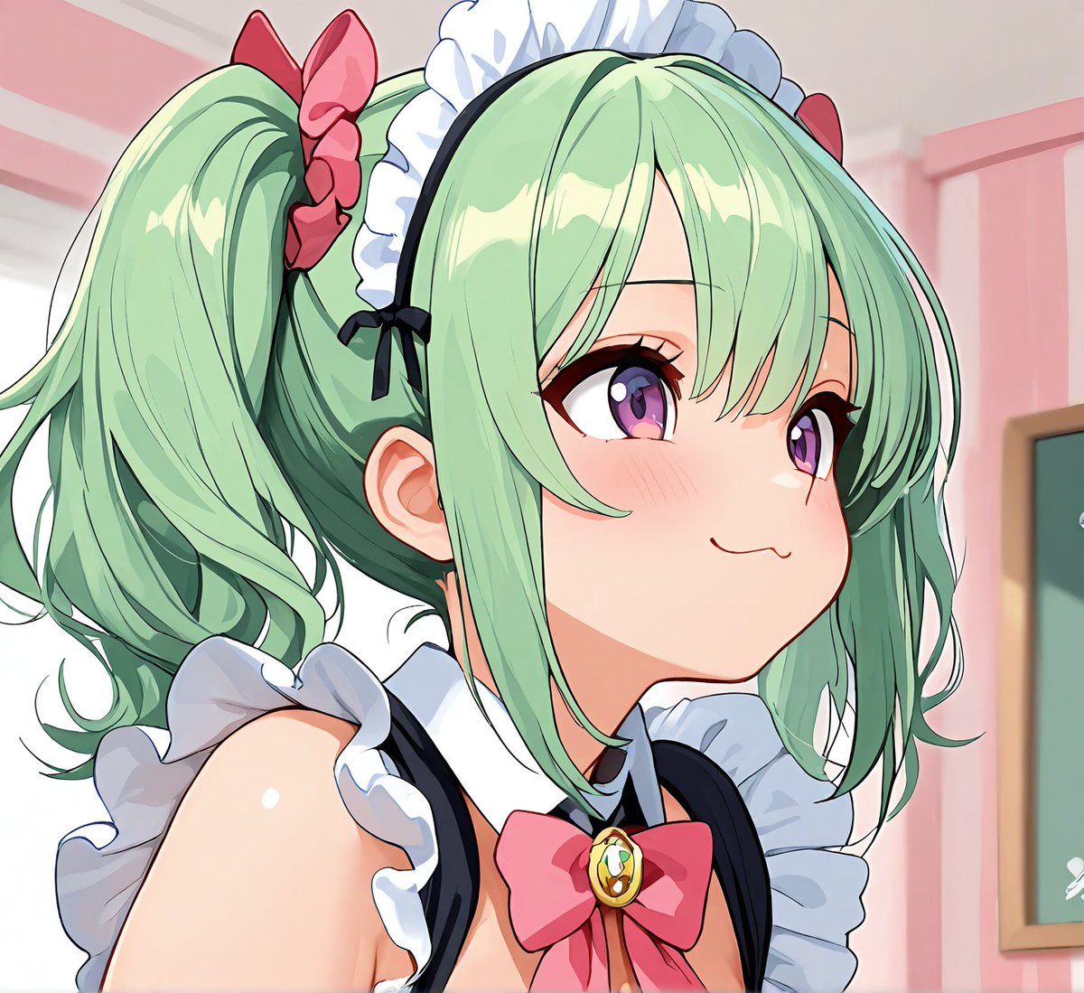 ShimofuriMeat's tweet photo. 緑髪メイドちゃん！ https://t.co/a5KxHi319p