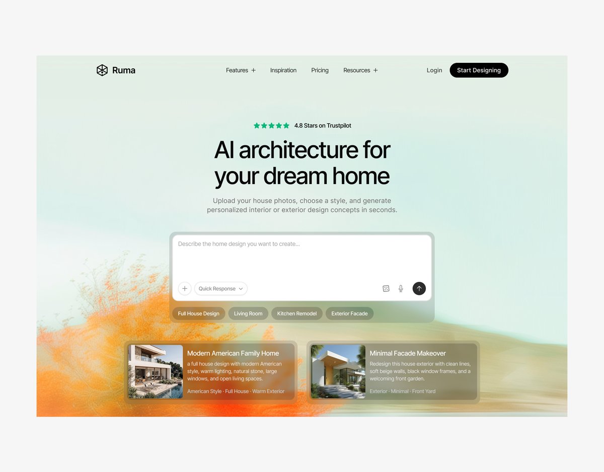 sang_adit's tweet photo. Hero section for AI Architecture website https://t.co/1ZsM2e7xiG