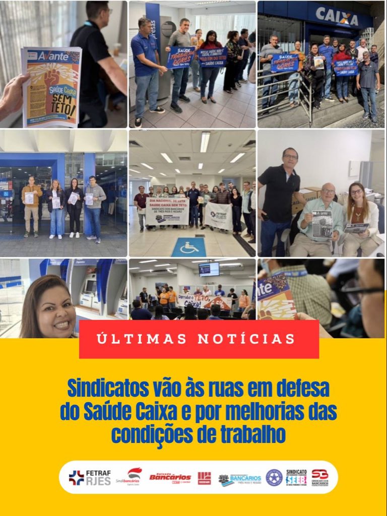 FetrafRJES's tweet photo. Sindicatos vão às ruas em defesa do Saúde Caixa e por melhorias das condições de trabalho.

Matéria completa: https://t.co/Dnajyect6A

#rjes #fetraf #bancarios https://t.co/iP0Gi30hul