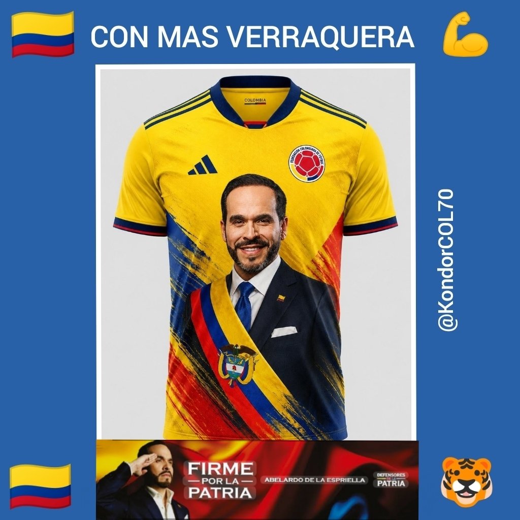 GoniBania's tweet photo. @Nanapaisa1 🐯🇨🇴 COLOMBIA, EL PARTIDO DEL TIGRE 🇨🇴🐯🔥

💛💙❤️ Unidos por nuestra tierra ❤️💙💛

🇨🇴 #DefensoresDeLaPatria
🐯 #ColombiaElPartidoDelTigre
🇨🇴🐯🔥 #FirmesPorLaPatria

@ABDELAESPRIELLA ¡presidente! https://t.co/7xht22Etm2