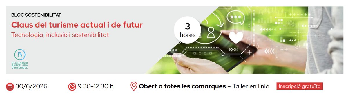 TurismeDIBA's tweet photo. ℹ️ Taller online: Claus del turisme actual i de futur
📅 30 juny
📝 https://t.co/qLuByw3qfS👥Treballem l’adopció de noves tecnologies com la IA per millorar l’experiència dels turistes
#LABturisme @diba @CambraBCN @CONSULTORIAMiT
@BLANCAMORENOTRI https://t.co/fS8YZJICqG