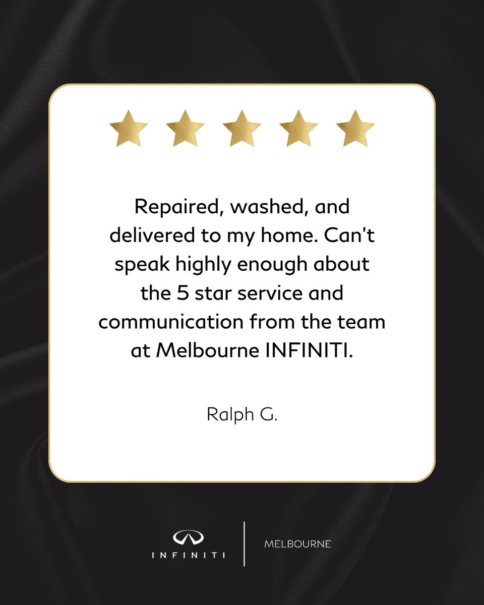 InfinitiofMelb2's tweet photo. Thank you, Ralph, for the kind words! We take pride in delivering efficient, attentive service and an exceptional experience every step of the way. We truly appreciate your support!
.
.
.
#INFINITIOfMelbourne #INFINITI #CarService #LuxuryCars #DriveINFINITI https://t.co/tnqOdB1dY1
