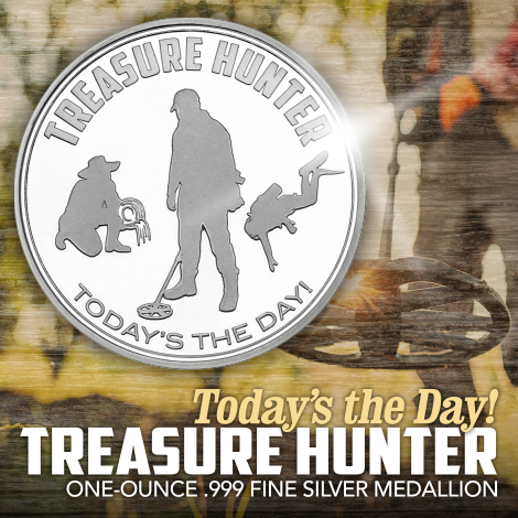 SilverTowneLP's tweet photo. Give the metal detectorist in your life the perfect gift they won't have to hunt for: .999 fine silver! Our Treasure Hunter TODAY'S THE DAY silver medallion says it all and can be personalized with engraving. Find it here >> https://t.co/gZNj5HzN1v https://t.co/NiuU7z5KtP