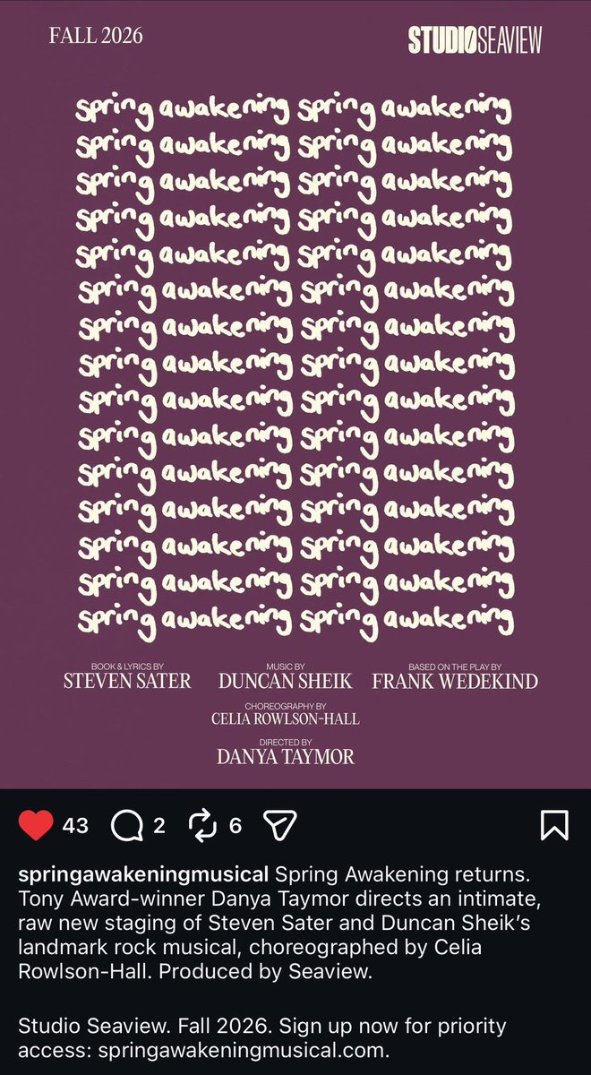 laufbin's tweet photo. guys spring awakening revival is real https://t.co/es31jHcnSO