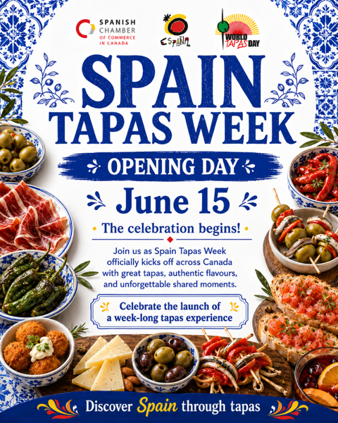 SpainInCanada's tweet photo. 🎉 It's here. Spain Tapas Week 2026 starts TODAY! Gather your people and let Spain come to you. 🎁 Scan the QR code on-site to win a CAD 300 Spanish gourmet basket.

Find your restaurant → https://t.co/zcB3NtCqSE

#VisitSpain #SpainTapasWeek #SpainGastronomy #WorldTapasDay https://t.co/NBCrQo628s