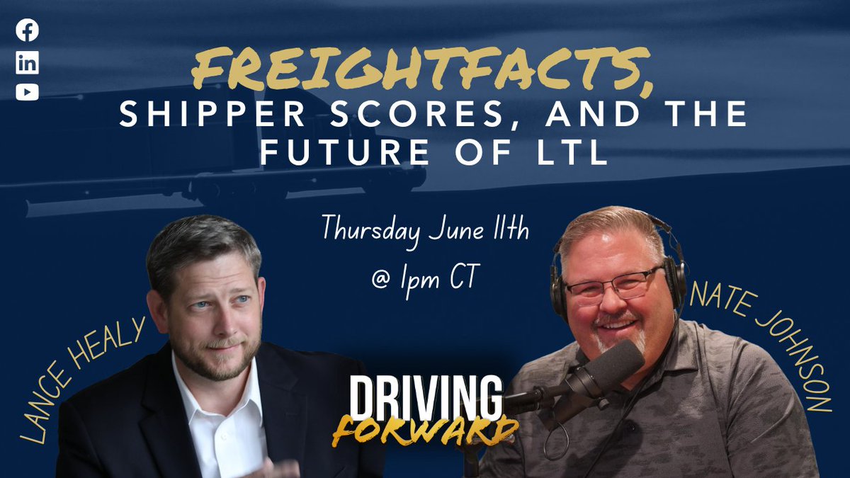 glcsinc's tweet photo. Freight is shifting - in pricing, in technology, in what shippers and carriers expect from each other. But the fundamental question hasn't changed:  

Are you making decisions with the right data?  

Lance Healy, Co-Founder and CEO of FreightFacts, joins Nate Johnson to talk about what FreightFacts is launching, what's evolving in LTL, and why access to better freight data isn't just a nice-to-have anymore. Lance has spent much of his career at the intersection of freight and technology, and he brings insight that is practical and forward-thinking. 

 And if you know Nate and Lance, you know the conversation rarely stays in one lane for long — expect a few detours along the way. 

For the carriers, shippers, 3PLs, or anyone trying to stay ahead of where this industry is heading, join the conversation LIVE tomorrow @ 1pm CT. 
 
Watch on X: @fr8nate
We’ll see you there: https://t.co/bOrdGWiVan