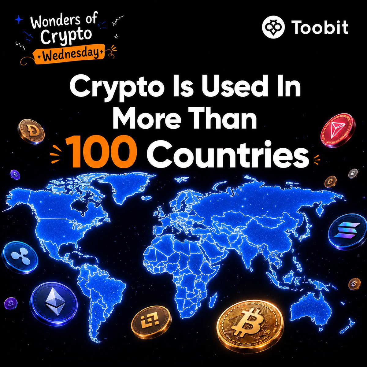 Toobit_official's tweet photo. Think crypto is still niche? 

It's already used in more than 100 countries and continues to grow as adoption spreads around the world.🌎

#Toobit #Crypto #Trading https://t.co/Gb6TOY1CGy