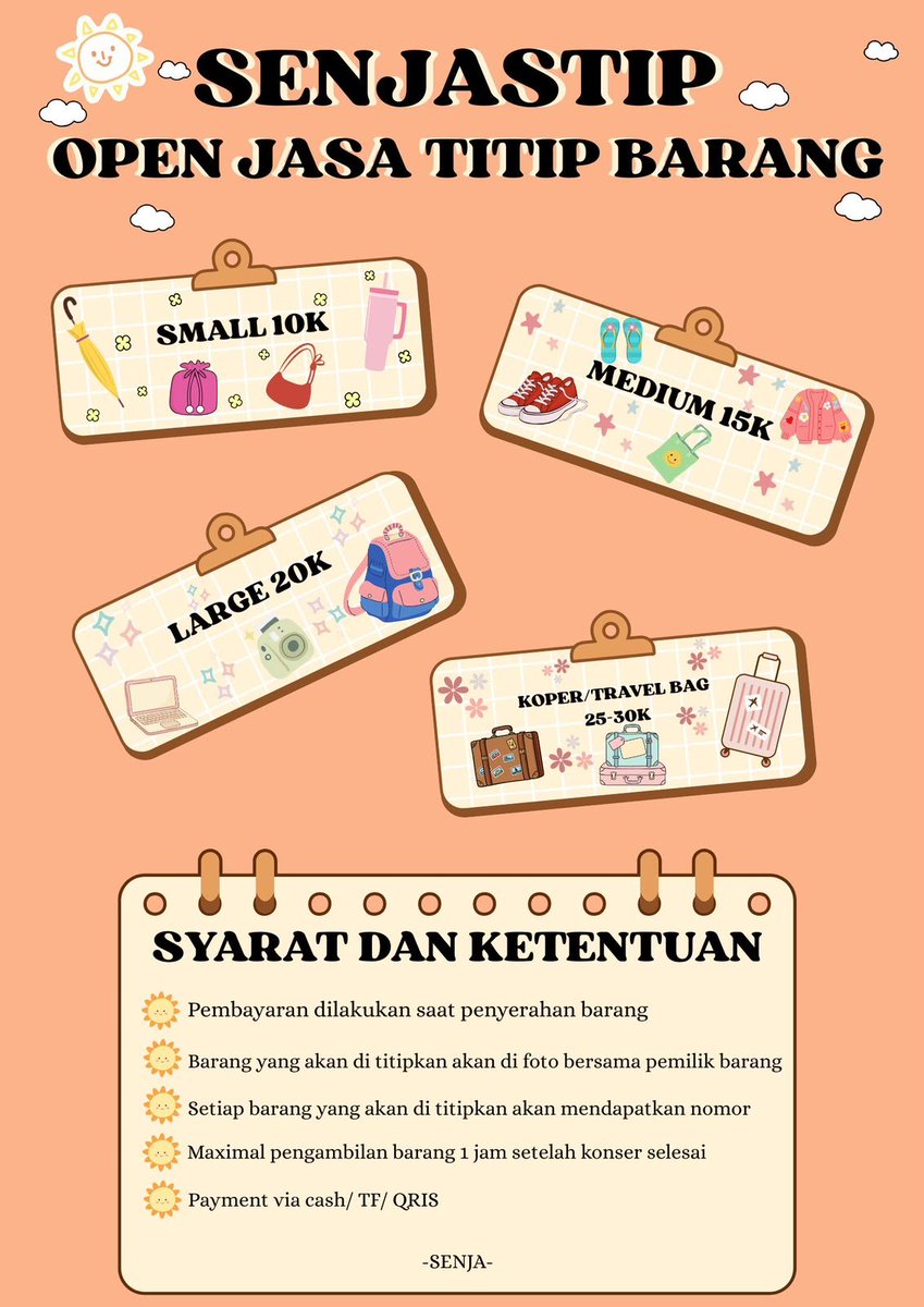 RezaAzalea's tweet photo. ☀️OPEN JASA TITIP BARANG☀️

Konser:
Jaehyun Mono &amp; Allobank Festival
NCT JNJM Day 1 &amp; Day 2
iKON Fourever

☀️get freebies
☀️barang akan disimpan dalam mobil

Dm for more info 💗

#jasatitipkonser #jastip #jastipbarang #jaehyunmono #allobank #nctjnjm #ikonfourever https://t.co/2bafWak0Yx