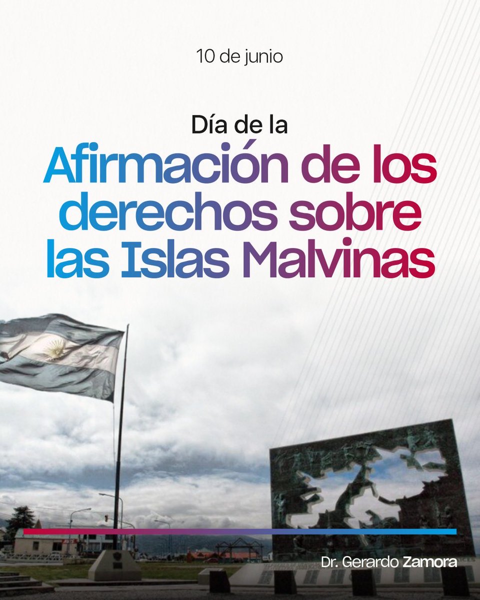 GZamoraSDE's tweet photo. Las Islas Malvinas forman parte de nuestra historia, de nuestra identidad y de nuestra memoria colectiva. Son el símbolo de una lucha que atraviesa generaciones y que nos une en la defensa de nuestros derechos soberanos.

En este día de la Afirmación de los Derechos Argentinos sobre las Islas Malvinas, renovamos nuestro compromiso con la historia, con la verdad y con las generaciones futuras.
Honor y gloria eterna a nuestros héroes de Malvinas.