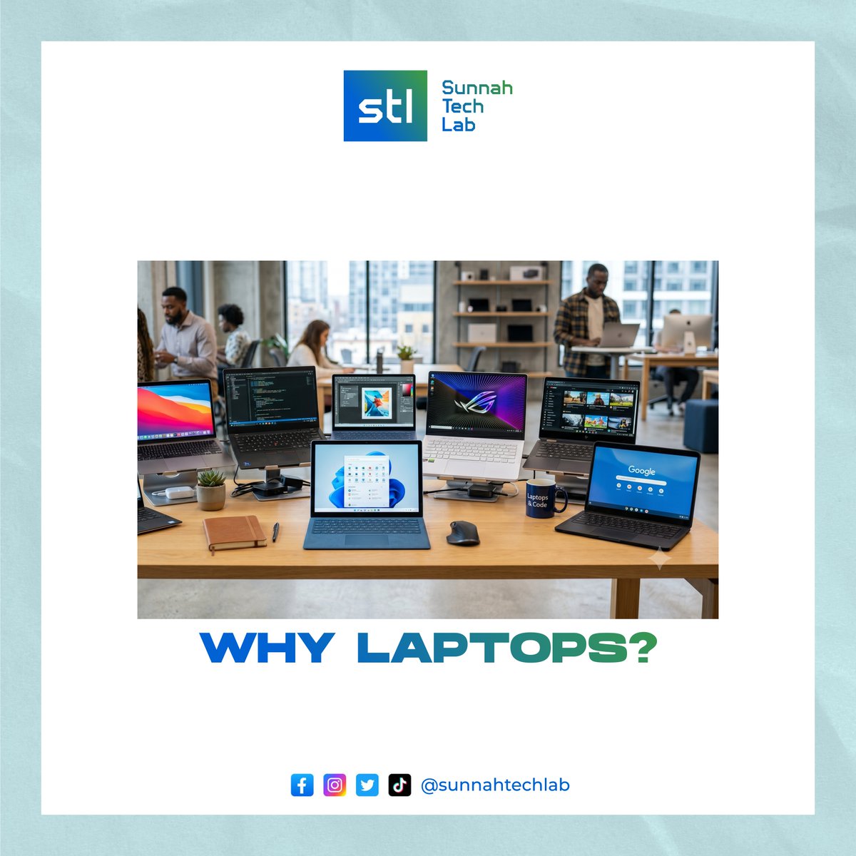 sunnahtechlab's tweet photo. A laptop is a necessity today. Students use it for learning and research. Teachers use it for teaching and grading. Individuals use it for work and business. It keeps you connected and relevant in a digital world. https://t.co/m2zU7J0Lcs