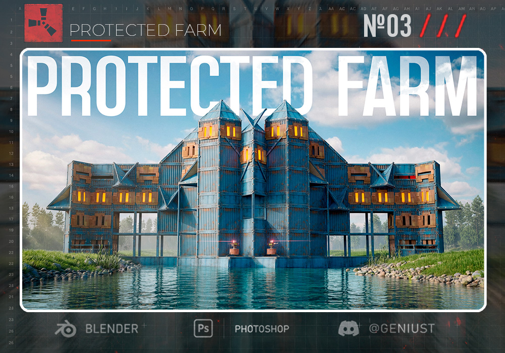 RustGeniust's tweet photo. ⏺ PROTECTED FARM⏺

Rust thumbnail concept made in Blender + Photoshop.
For: @solutized 

🔥 commissions open 🔥

#rust #playrust #thumbnail https://t.co/0hI8xOyf5v