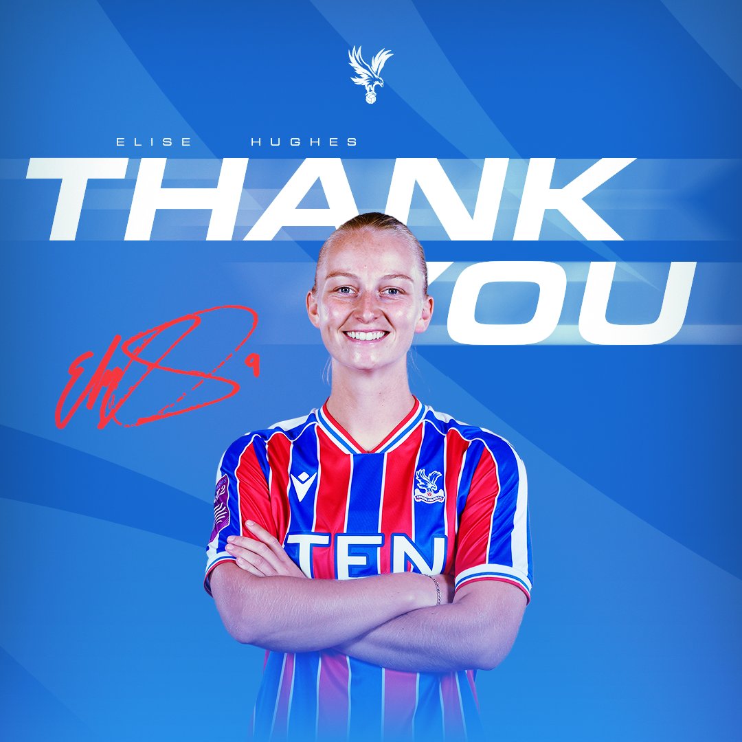 cpfc_w's tweet photo. Thank you, Elise ❤️💙

We can confirm that Elise Hughes will depart the club, upon the expiration of her contract.

Everyone at the club would like to thank Elise for her hard work and contribution, and wish her all the best for the future 🦅 https://t.co/AANzRaP4kx