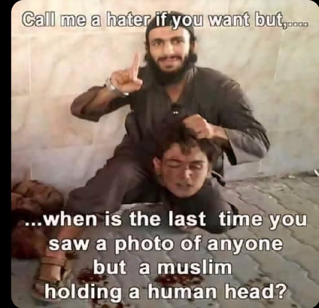 MaxBerger94's tweet photo. Habt ihr mal einen Christen gesehen, wie er einen abgeschnittenen Kopf eines Kindes in der Hand hat? Nein? Ich auch nicht. Linke wie die stinkende Kimme oder wie die sich nennt, haben scheinbar tiefe Traumata und Dinge gesehen, die wir normalen Menschen nie sehen. Das würde auch erklären, warum viele von ihnen denken, sie wären Frauen, wenn sie eigentlich nur perverse Männer in Frauenkleidung sind.