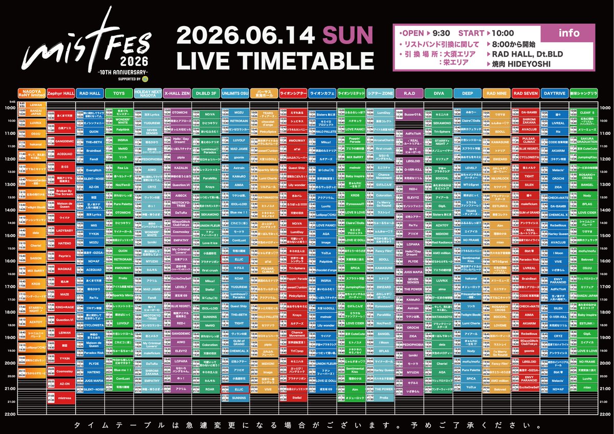 ELLIC_official's tweet photo. 【次回のライブ】

▶ https://t.co/QHCY0hJON4

6/4（日）
「mistFES2026 10th anniversary Supported by My-th」
@名古屋栄・新栄・大須・伏見
2日通し券 14,400円 / 1日券 7,700円 各D代含む

①
ライブ　15:45-16:05 UNLIMITS大須
特典会　16:30-17:40 Dt.BLD 1F
②
ライブ　20:50-21:10 UNLIMITS大須
特典会　21:35-22:45 UNLIMITS大須

#ELLIC