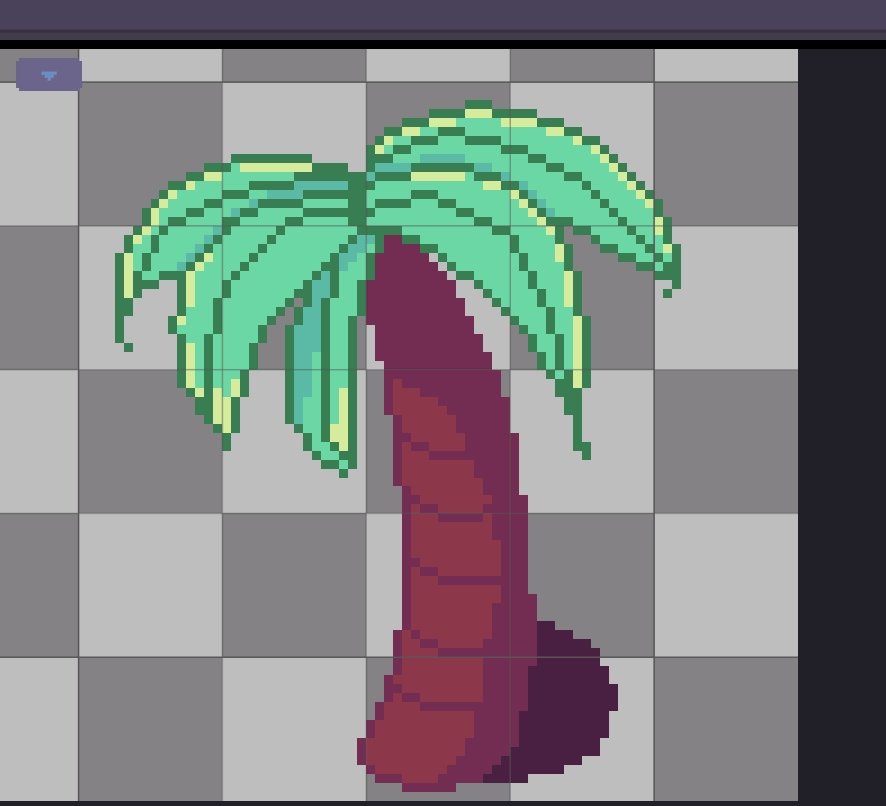 MedeaGD's tweet photo. I've been stuck with ideas for my game, so I got into a gamejam for a change of air. I'm limited in colors, but I'm not sure how to make this palm tree more pleasing to the eye...
#pixelart #solodev #gamedev https://t.co/FzoGimYivX