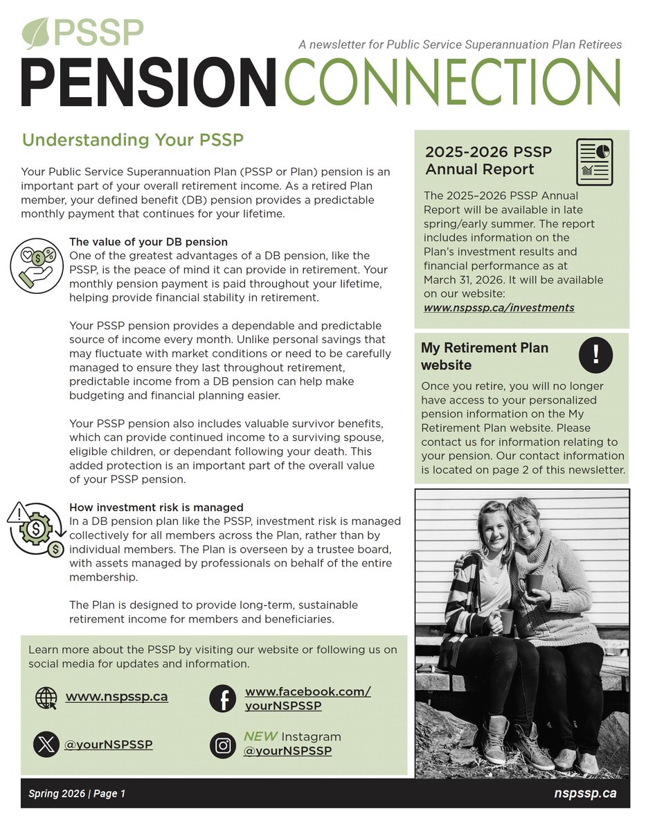 yourNSPSSP's tweet photo. PSSP Retirees! The Spring 2026 edition of your Pension Connection (newsletter) is now available! Click here to view the newsletter: https://t.co/K9qbkMJ57r https://t.co/ClRtdkQRvq