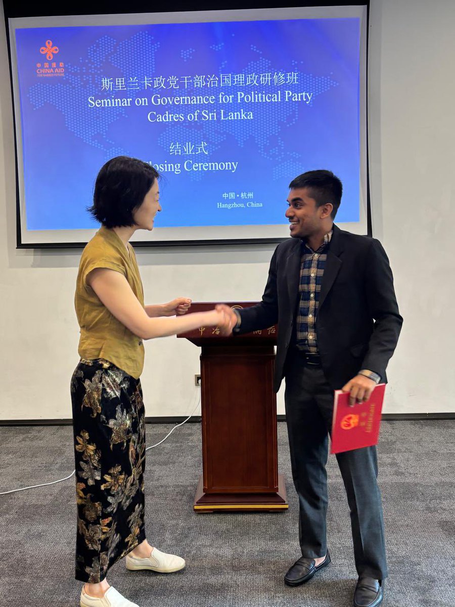 nipun_sam's tweet photo. I was incredibly grateful for the opportunity to represent the United National Party throughout this program, and especially honored to present the final summing-up on behalf of our UNP delegation. 🇨🇳🇱🇰

#UnitedNationalParty #UNPSriLanka #CapacityBuilding #PoliticalDelegation https://t.co/dAXJx9syCh