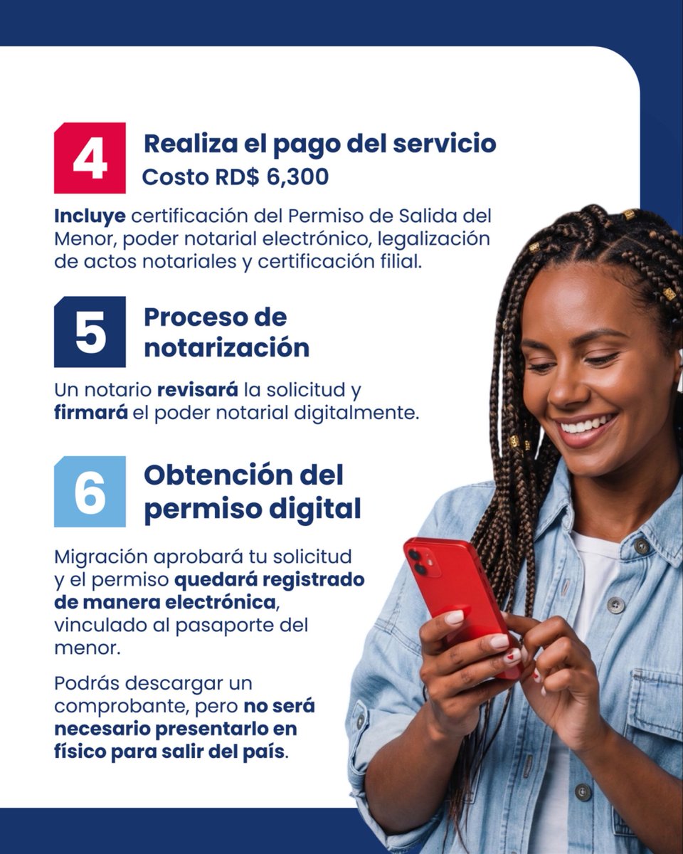 OGTICRDO's tweet photo. ¡Un paso más hacia la digitalización de los servicios!

Desde la #OGTIC hemos impulsado la integración tecnológica que permite solicitar el Permiso de Salida de Menor 100 % en línea, conectando instituciones, identidad digital, Cuenta Única Ciudadana y firma digital en un solo proceso.

Esta innovación facilita un trámite más ágil, seguro y confiable, permitiendo a las familias dominicanas gestionar su solicitud desde cualquier lugar y dispositivo, sin desplazamientos ni procesos presenciales innecesarios.

#PSM #GobiernoDigital #EdgarBatista