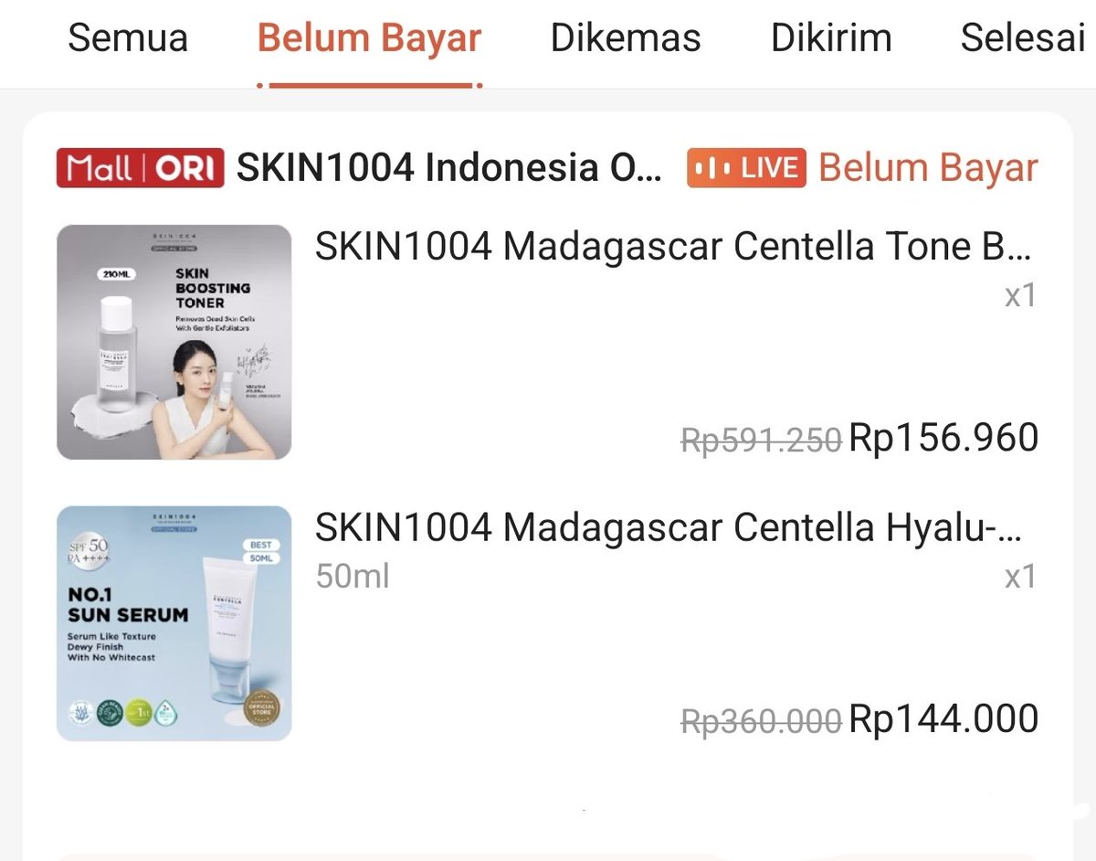 Ibuacaa's tweet photo. Ada yang mau? 150 aja Semua

- Toner Brightening 
- Sun Serum

Wts skin1004 https://t.co/wdWdUdNCJm