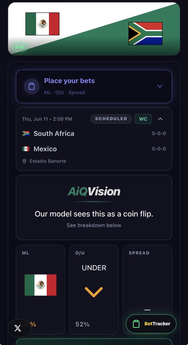 ProphetAiQ's tweet photo. World Cup matchups are live on https://t.co/bVwkbtKC1c. 

Place risk free bets on the World Cup before kick-off and track your results‼️ https://t.co/onArmosnq0