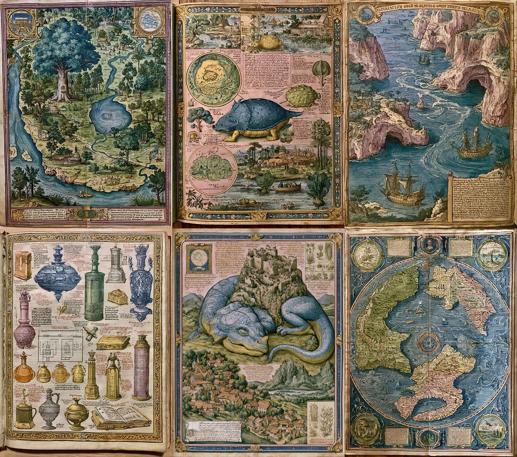 dogan_k_'s tweet photo. Midjourney 8.1 Style Reference

Renaissance illuminated manuscript style with intricate linework, muted pigments, ornate borders, and richly detailed cartographic illustration. 

[Prompt] --ar 3:4 --sref 2833974065 --sw 500 --stylize 800 https://t.co/NS6wNUeZPL