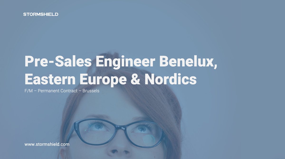 Stormshield's tweet photo. In Brussels, we are seeking a Pre-Sales Engineer Benelux, Eastern Europe &amp; Nordics
👉 https://t.co/J7v3l5dWA1 https://t.co/pt3rjhs6V4