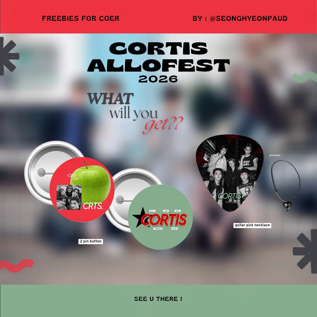seonghyeonpaud's tweet photo. 🔴 CORTIS ALLOFEST 2026 ! 🟢
freebies by @seonghyeonpaud ☆

🗓️ 20 Juni 2026
📍Indonesia Arena
‼️ Limited QTY (dm me for trade)
🕛 TBA 

how to get?
☆ rt &amp; likes are appreciated 
☆ find me and say "hi se🅰️ !"
☆ kindly tag me if you receive it!

see u coer <3! https://t.co/b0AQW095T6