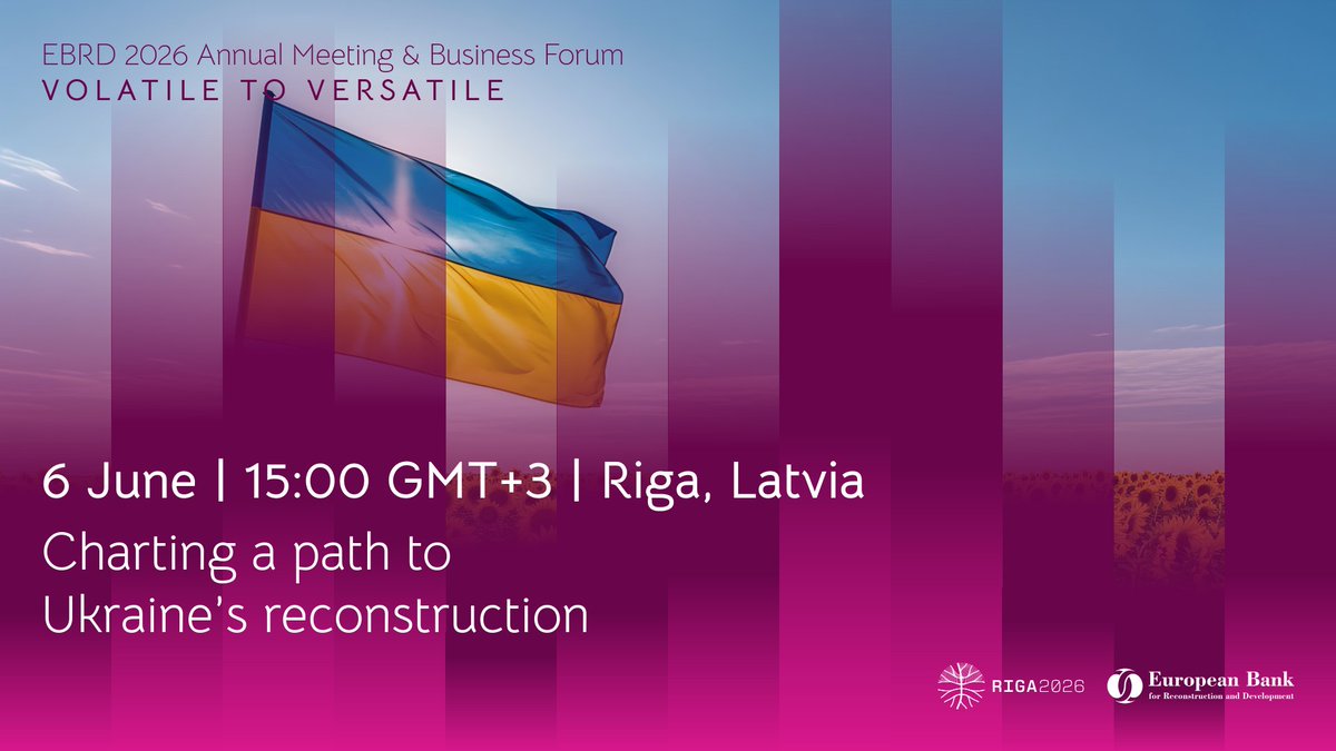 EBRD's tweet photo. Watch back our high-level #EBRDam panel on Ukraine: 'Charting a path to Ukraine’s reconstruction'.
W/ @OdileRenaud, @RachelReevesMP, @sergiimarchenk3, Tomáš Fiala and @sashavakulina
https://t.co/cN4TgvDT2O https://t.co/UtF6wiNpDj