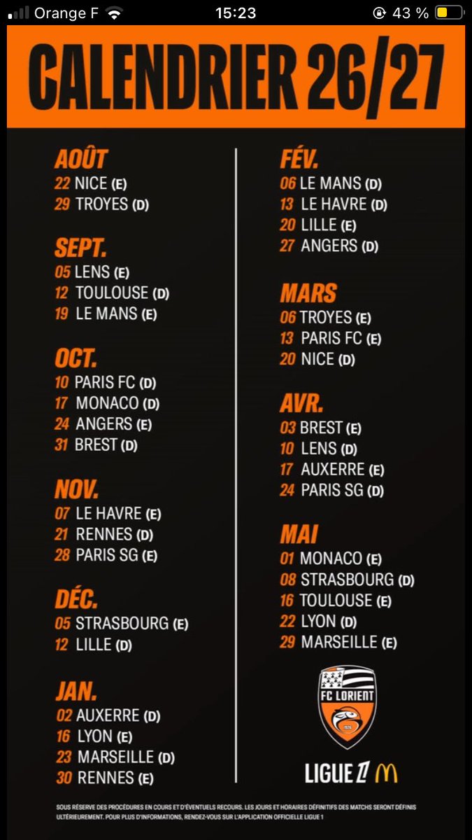 LaTavarn's tweet photo. Le calendrier est sorti et visiblement on se fait bien baiser à la J1 et J34 https://t.co/faYttQMkFN