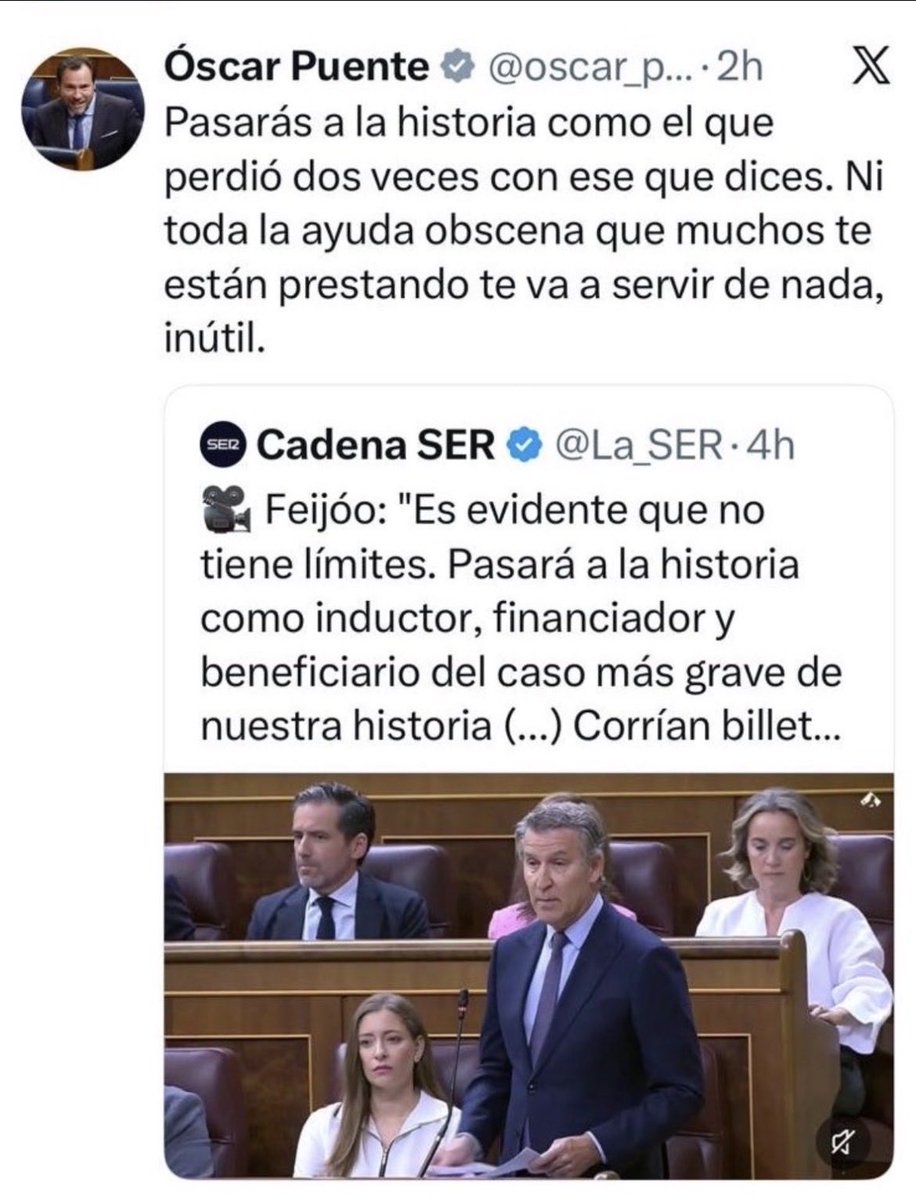 MPSnoserinde's tweet photo. MACARRA, INCOMPETENTE Y COBARDE! ÓSCAR PUENTE ENSEÑA LOS DIENTES ANTE SU INEVITABLE CAÍDA 🚨🔥

Como este personaje me tiene bloqueado porque no soporta las verdades, os ruego a todos los que tengáis acceso a su perfil que le hagáis llegar este mensaje en vuestras respuestas:

@oscar_puente_ El único inútil aquí eres tú, el peor ministro de la historia de España. 

No vas a tapar tu asquerosa incompetencia, el caos diario de los trenes ni la podredumbre de corrupción que te rodea insultando como un matón de discoteca desde el coche oficial. 

Tu agresividad barriobajera es el puro reflejo del miedo que tienes porque sabes que te queda muy poco para salir del ministerio directo al banquillo. 👋🇪🇸