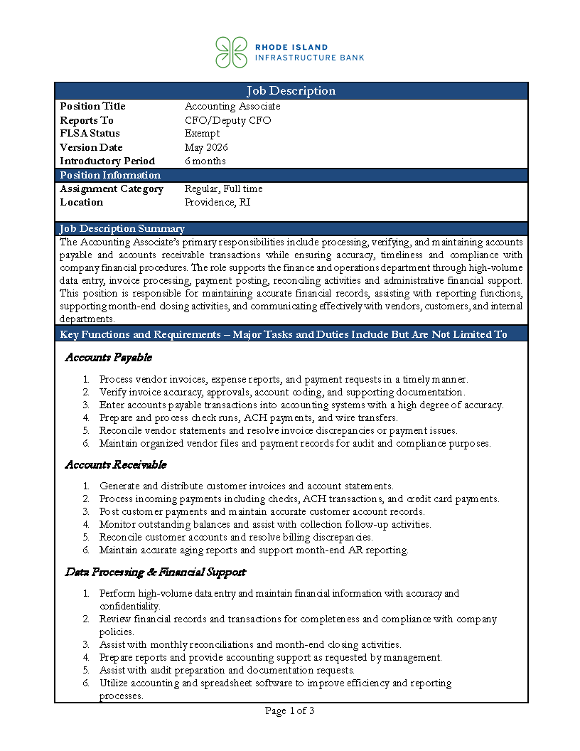RI_InfraBank's tweet photo. Job opening: We are actively recruiting for an Accounting Associate. Come join the Rhode Island Infrastructure Bank team and work at the intersection of finance and public policy. To apply, please send your resume and cover letter to careers@riib.org. https://t.co/8WFgtOFYM7 https://t.co/LEHjAUrvIQ