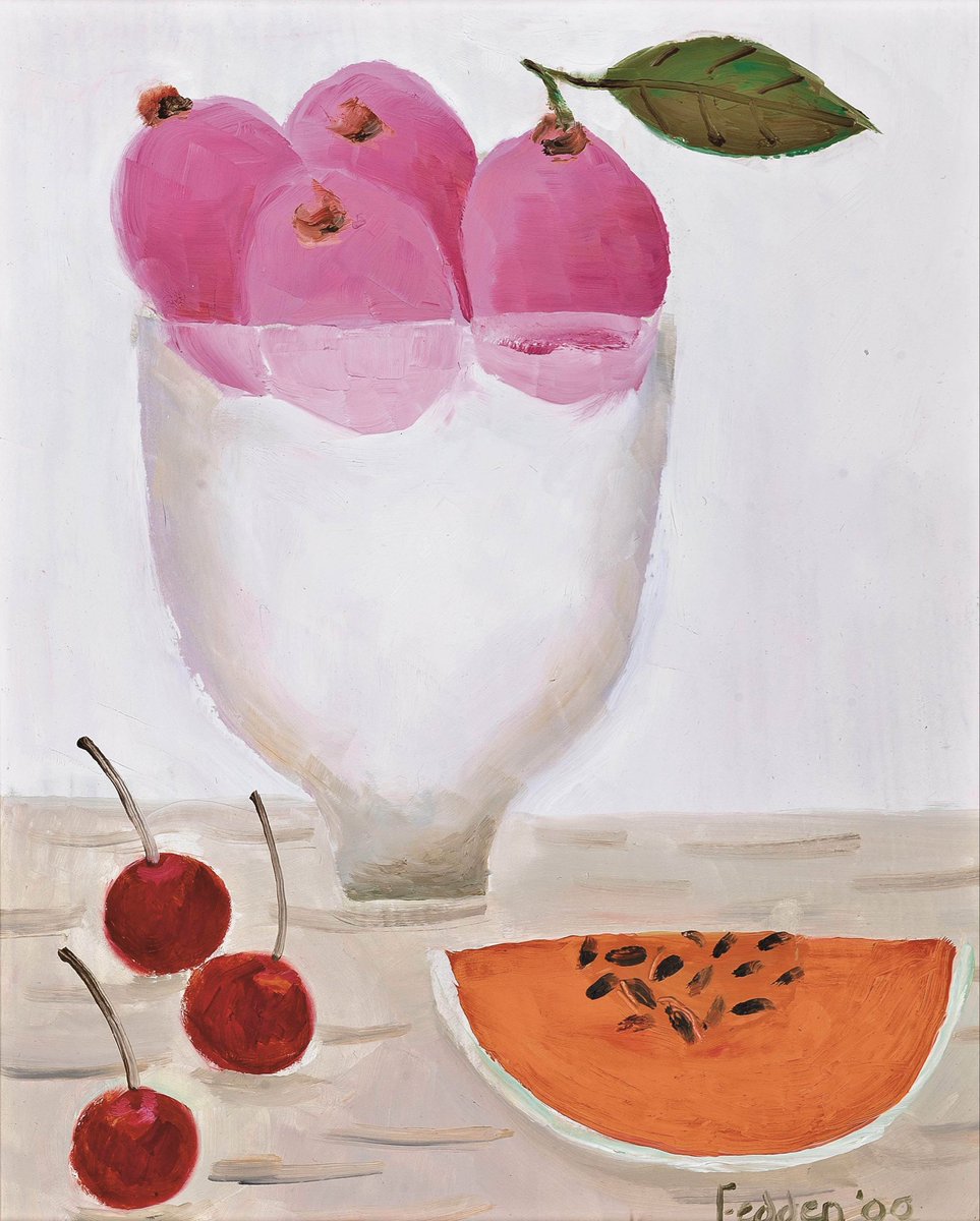 AniSWISSarts's tweet photo. Mary Fedden (British, 1915-2012) - Three Cherries, 2000 https://t.co/xIARF5gAUj