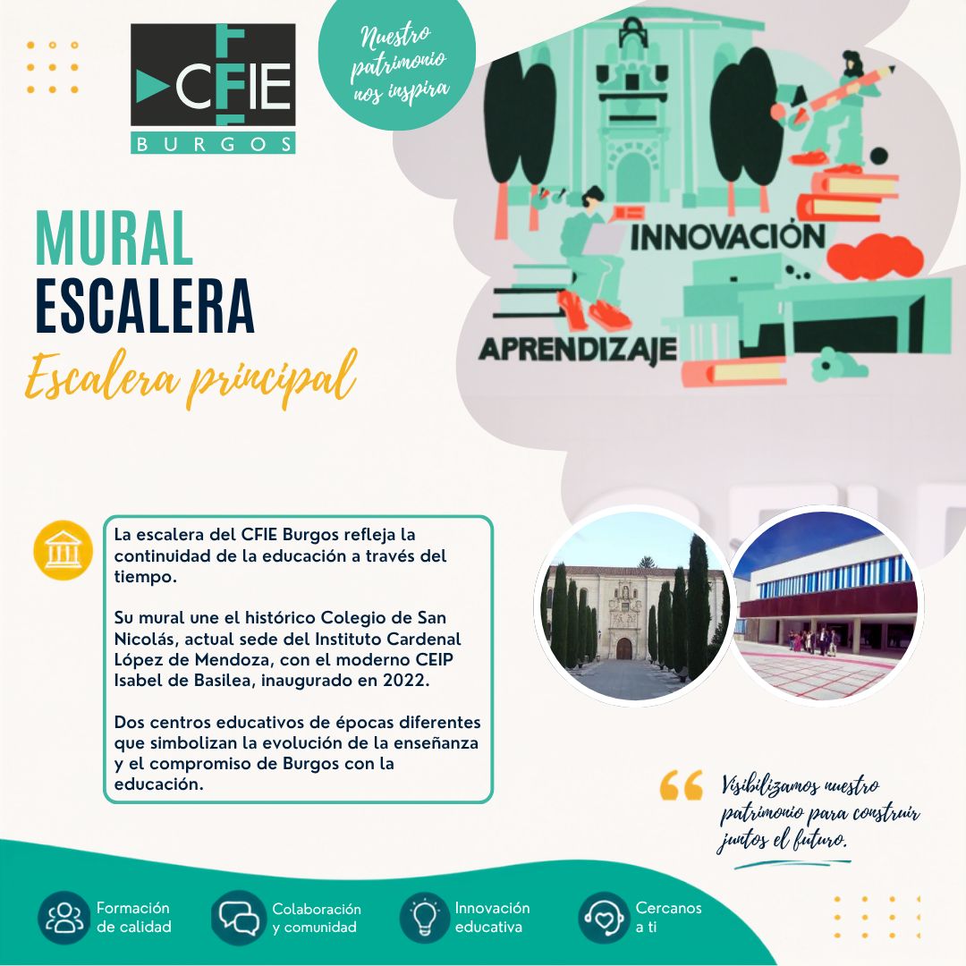 cfieburgos's tweet photo. la Catedral, la Cartuja de Miraflores, Valpuesta, Clunia, el Hospital del Rey o los Gigantillos, entre muchos otros.

📚 Educación, cultura e identidad se unen para hacer visible la riqueza patrimonial de Burgos

#CFIEBurgos #PatrimonioBurgalés #InnovaciónEducativa #innovacyl
2/2 https://t.co/I5QcB7i9LU