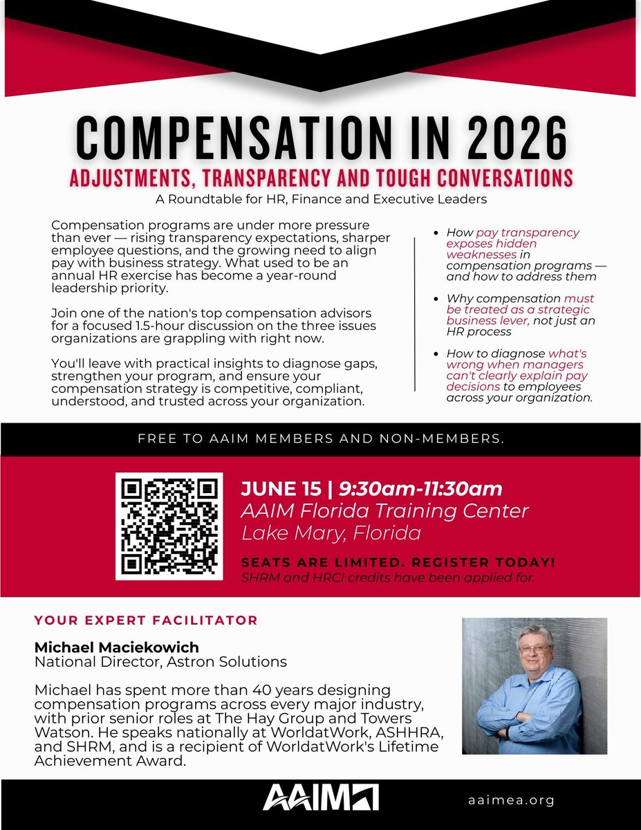 AstronSolutions's tweet photo. Join Michael Maciekowich on June 15th with our partners at AAIM Employers’ Association for a roundtable discussion on HR, Finance and Executive Leaders: https://t.co/puH9pSgvyl
#payranges #salaryranges #compensationstrategy #paystrategy #paystructure https://t.co/tfLgDajK1n