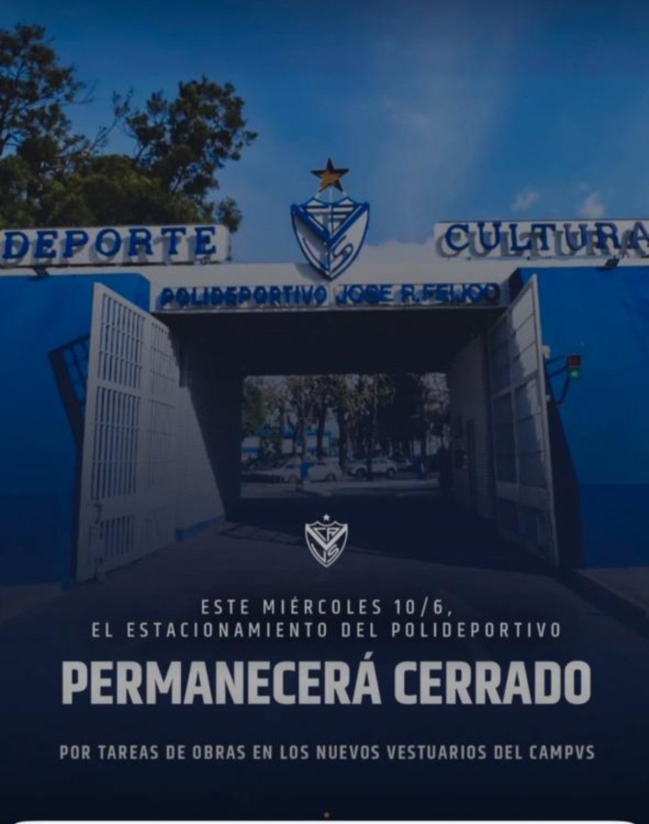 ElFortindeVelez's tweet photo. 📢 Información importante sobre el estacionamiento del Poli
📅 Este miércoles 10/06 el estacionamiento principal del Polideportivo permanecerá cerrado debido a las obras en los nuevos vestuarios.
🚗 Alternativas habilitadas para estacionar:
🔵Portón 1: detrás de la tribuna Este.
🔵Sector de ingreso al Patinódromo.